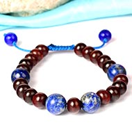 Red Sandalwood and Lapis Lazuli Bracelet