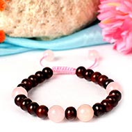 Red Sandalwood and Rose Quartz Bracelet