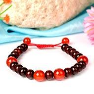 Red Sandalwood and Red Carnelian Bracelet