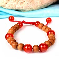 White Sandalwood and Red Carnelian Bracelet