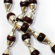 Red sandalwood mala with caps in silver
