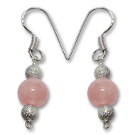 Round Rose Quartz Earrings - Design I