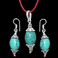 Turquoise Pendant and Earring Set