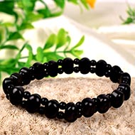 Black Jade Bracelet - Oval Faceted Beads