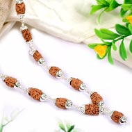 2 Mukhi Java Mala in self designed silver caps
