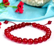 Red Agate Round Bead Bracelet
