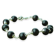 Black Ebony Bracelet in silver flower caps