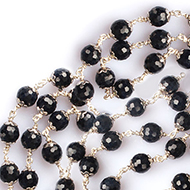 Blue Sapphire faceted mala in pure silver flower caps-8 mm