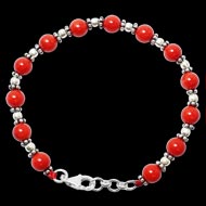 Coral Bracelet in pure silver