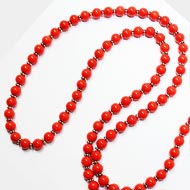 Coral Mala with silver chakris