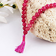 Dark Pink Jade Round mala - 8mm