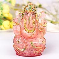 Exotic Ganesh Idol in Rose Quartz - 336 gms