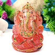 Exotic Ganesha Idol in Rose Quartz-415 gms