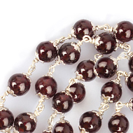 Garnet Round Mala in silver - 8mm