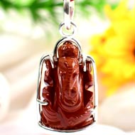 Gemstone Ganesha Locket in pure silver