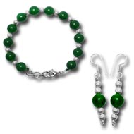 Green Onyx Bracelet and Earrings set - 10mm