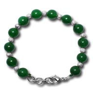 Green Onyx Round Bracelet with german silver balls