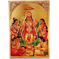 Lord Satyanarayan Photo in Golden Sheet - Large