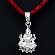 Mahalakshmi Locket in Oxidized Silver - VII
