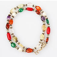 Navratna double turn bracelet in silver