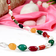 Navratna mala with silver beads