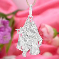 Radha Krishna Locket in Pure Silver - IV
