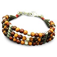 Red and white Sandalwood Multi Beads Bracelet - 6mm
