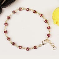 Ruby faceted Bracelet in Silver caps