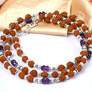 Rudraksha and Amethyst Mala