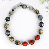Rudraksha and Black Cats Eye Bracelet