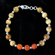 Rudraksha and Brown Cats Eye Bracelet - Design III