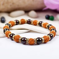 Rudraksha and Garnet Bracelet