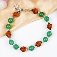 Rudraksha and Green Jade bracelet - Design I