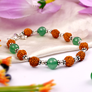 Rudraksha and Green Jade bracelet