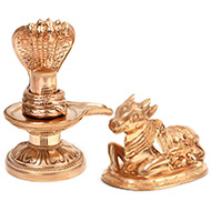 Shiva lingam with Nandi in Bronze