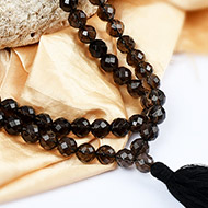 Smoky Quartz Round faceted mala - 10 mm
