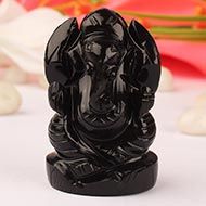 Snowflakes Obsidian Ganesha - 65 gm
