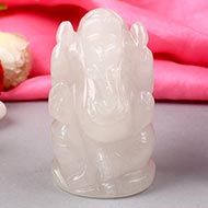 White Agate Ganesha - 90 gms - Right Trunk