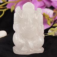 White Agate Ganesha - 96 gms - Right Trunk