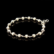 White Coral Bracelet in Pure Silver Flower Caps-5mm