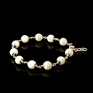 White Coral Bracelet in Pure Silver Flower Caps - 9mm