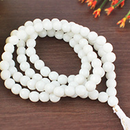 White Jade Faceted mala - 8mm