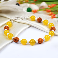 Yellow Agate and Rudraksha Bracelet - Design I