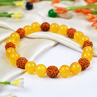 Yellow Jade and Rudraksha Bracelet