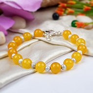 Yellow Jade Bracelet in Round Beads