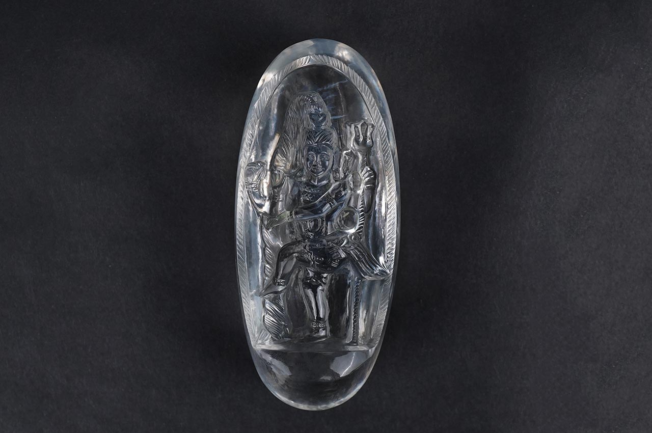 Natraja Hand Carved in Sphatik Crystal Lingam