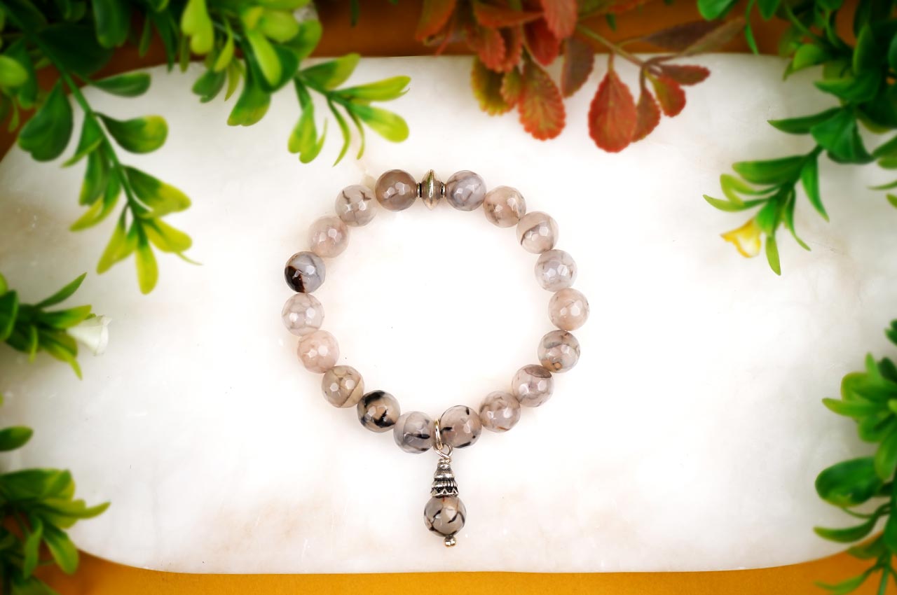 Smoky Quartz Faceted Silver Bracelet - Design I