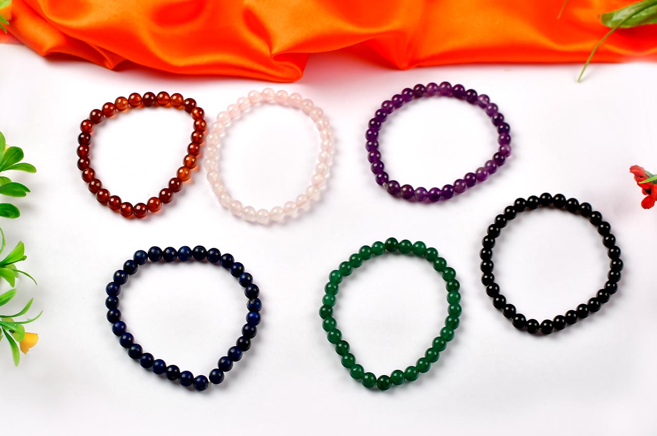 Semi Precious Gemstone Bracelet Set For Left Hand