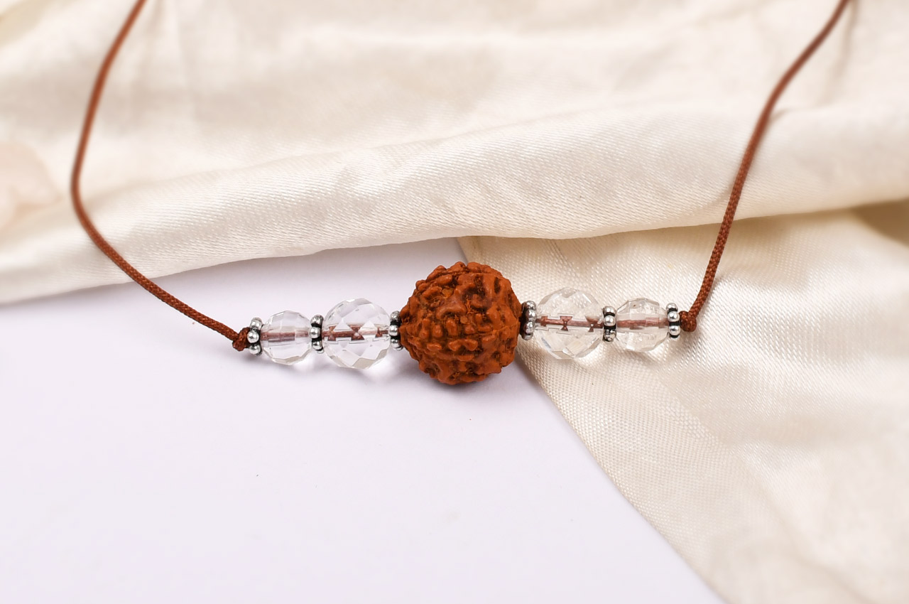 4 Mukhi Rakhi Sphatik Beads with German silver accessories