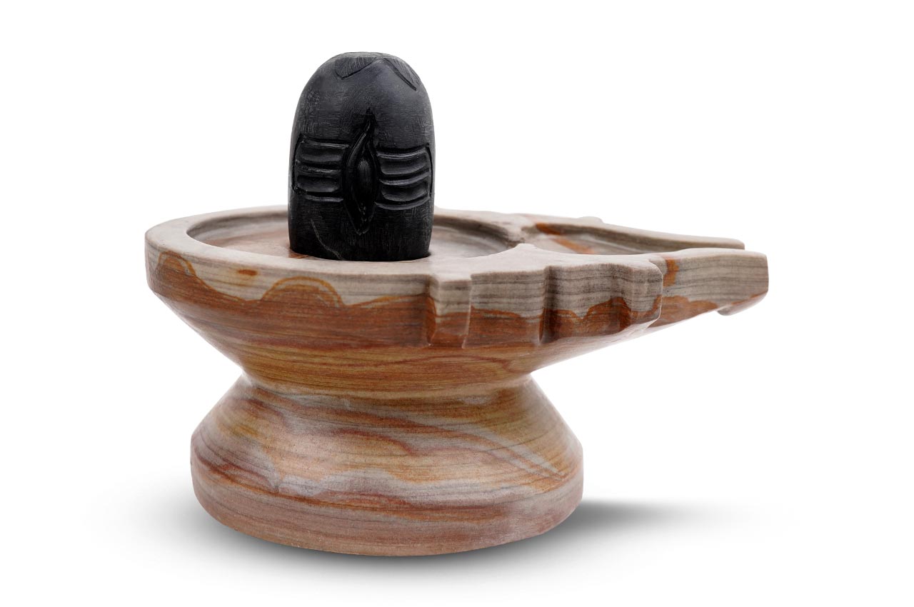 Shivanetra (3rd) Eye Shaligram Lingam with Stone Yoni Base